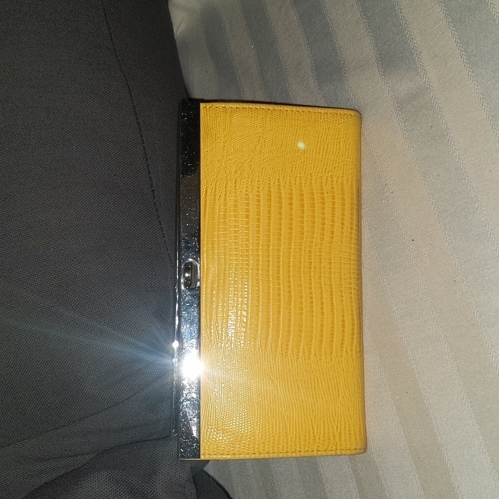 Yellow faux leather wallet
